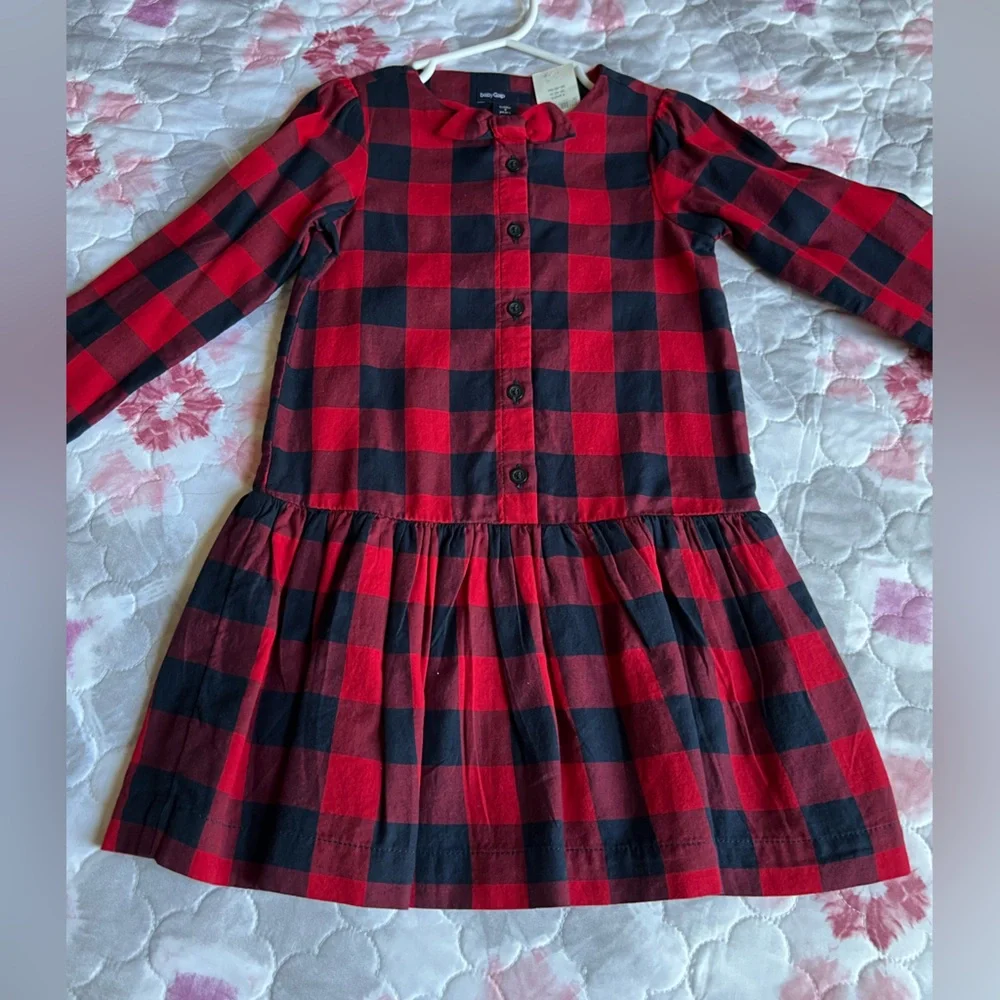 NWT GAP Baby Gap Red and Navy Buffalo Plaid Checkered Toddler Dress Size 4